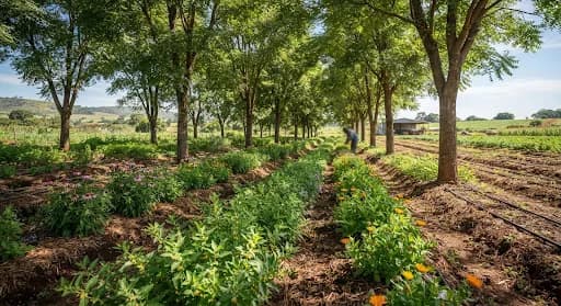 Medicinal plants growing under the shade of taller trees